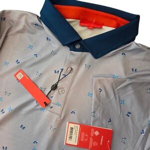 REDVANLY Mens XL Fullerton Polo Shirt Cosmic Sky Butterfly Print PUREpoly